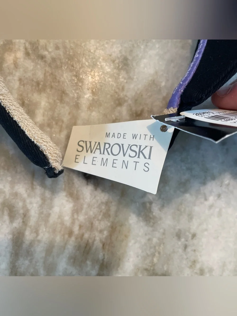 Swarovski Elements Del Mar County Club Black Sun Visor with Rhinestones Women's